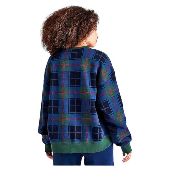 Nike Air Jordan Sweatshirt WMNS 2X Green Brooklynn Fleece‎ Plaid Holiday Festive - Picture 9 of 11